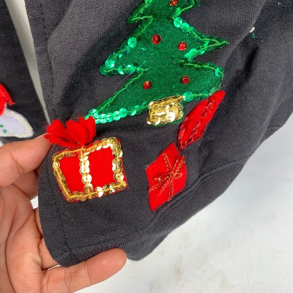 90s Vintage Christmas hand made cardigan sweater size Large. - Picture 3 of 8